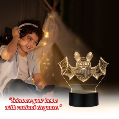 3D Illusion  Bat Animal Led Night Lamp with Warm White Color Room Decor